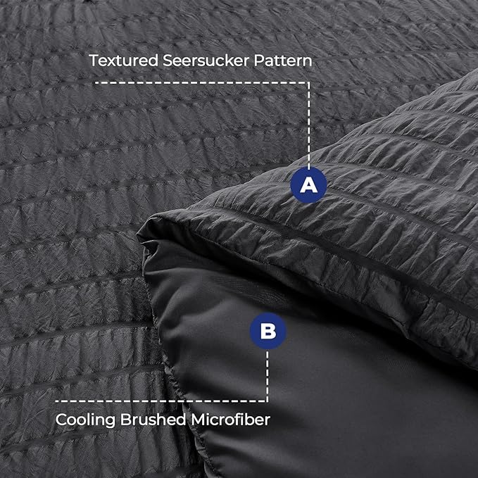 HYMOKEGE Oversized Queen Comforter Set Seersucker 7 Pieces, All Season Luxury - Image 4