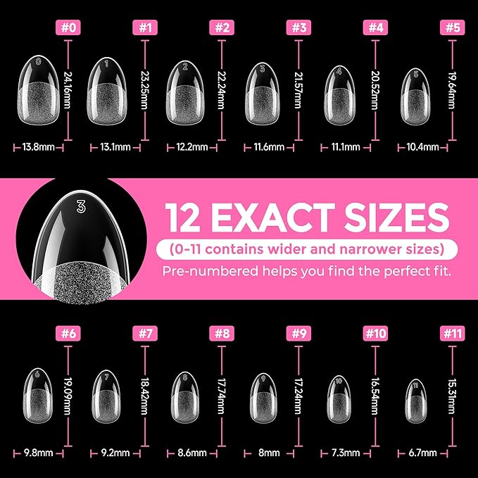 UNA GELLA Medium Oval Fake Nails Pre-shape 216pcs Round Gel Nail Tips Press on - Image 8