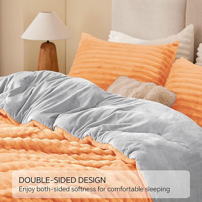 BEDELITE Fleece Twin Comforter Set -Super Soft & Warm Fluffy Coral Bedding - Image 4