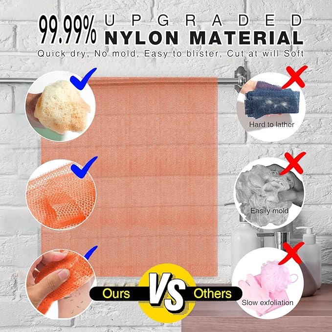 UJFQBH 3 Pieces African Bath Sponge African Net Long Net Bath Sponge - Image 2