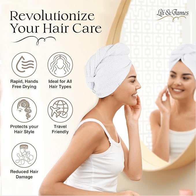 100% Cotton Hair Towel Wrap for Women/Kids | Quick Dry, Soft & Absorbent - Image 6