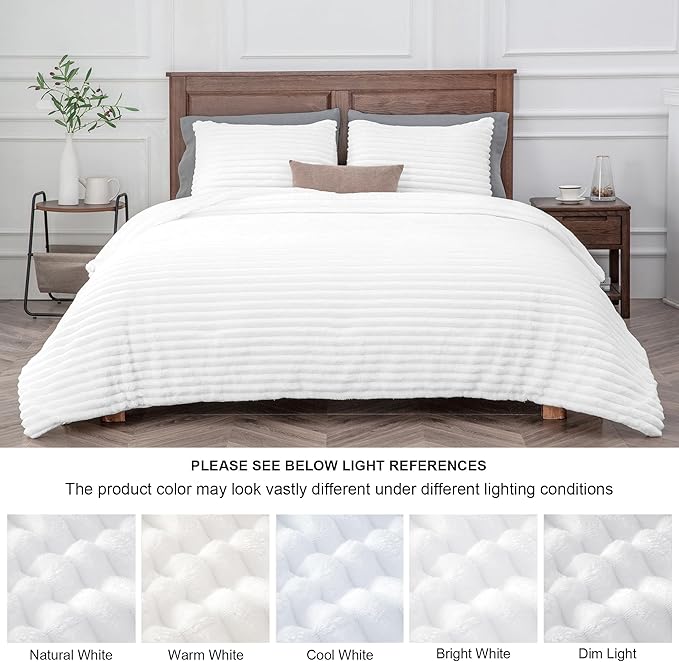 BEDELITE Fleece Twin Comforter Set -Super Soft & Warm Fluffy Bright White - Image 8