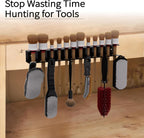 Wall Mount Brush Holder & Tool Hanger Rack for Garage, Detailing Organizer with Mounting Hardware - Holds 12 Brushes + Hooks for Towels & Tools
