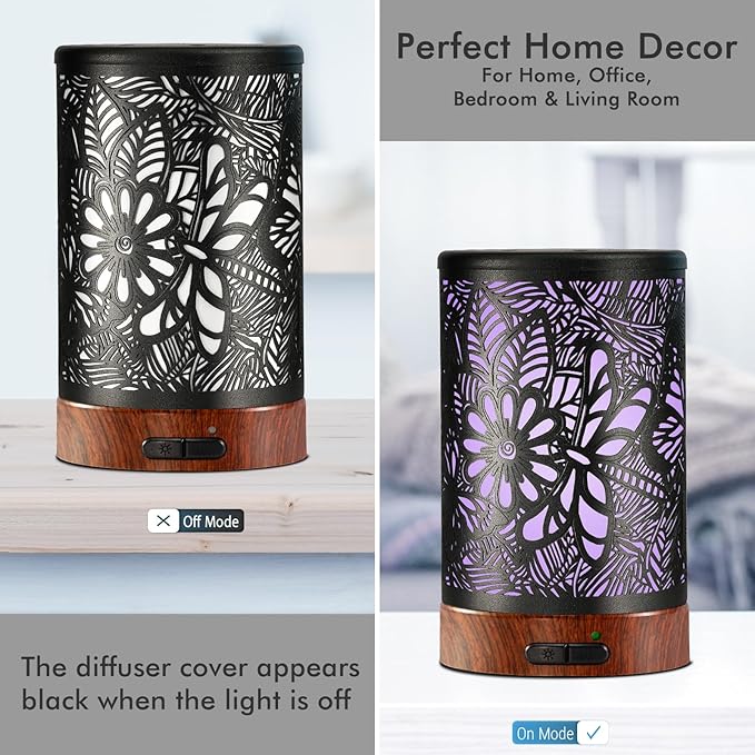 EQUSUPRO Essential Oil Diffuser 150ml Black Metal Aromatherapy Oil Diffuser - Image 2