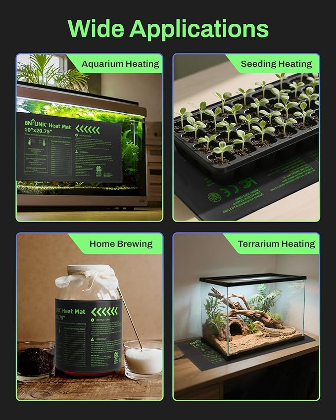 BN-LINK Seedling Heat Mats for Seed Starting 10" x 20.75", 6 Pack Waterproof - Image 7