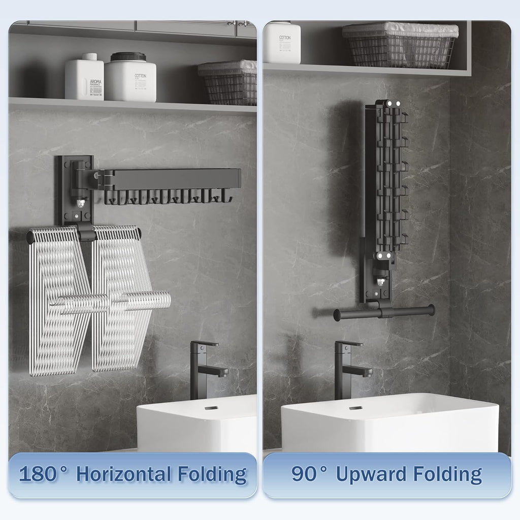 Clothes Drying Rack Wall Mounted(can fold Upward),Laundry Drying Rack,Laundry Room Organization,Wall Mounted Laundry Rack Folding,Retractable Clothing Rack,Collapsible Clothes Hanging Rack