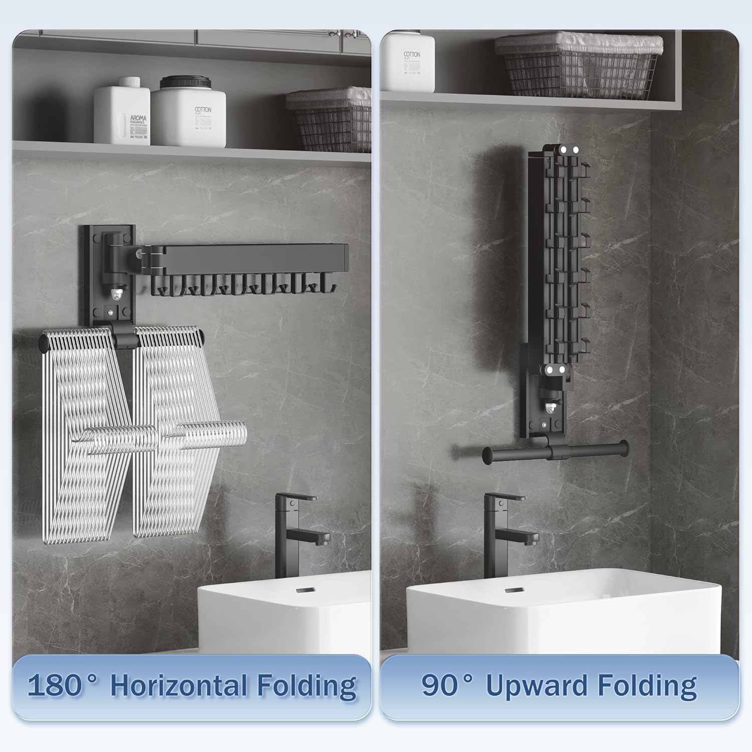 Clothes Drying Rack Wall Mounted(can fold Upward),Laundry Drying Rack,Laundry Room Organization,Wall Mounted Laundry Rack Folding,Retractable Clothing Rack,Collapsible Clothes Hanging Rack