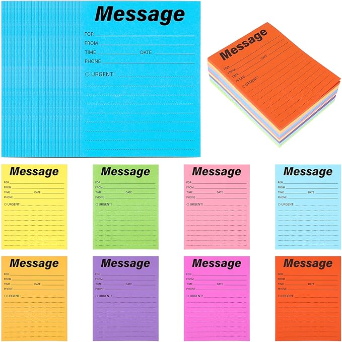 9Pack Phone Message Pads for Office, 4 x 5 Inch Self-Stick Note Pads, While You were Out Message Pad Neon Sticky Notes, Urgent Sticky Note for Work Call, Office Supplies, 50 Sheets/Pack (Style-A)