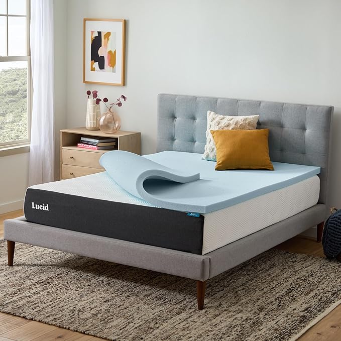 Lucid 2 Inch Memory Foam Mattress Topper, Twin XL Size – Cooling Gel Bed Topper - Image 8