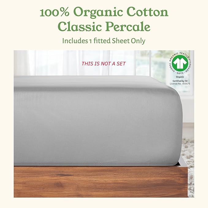 California Design Den 100% Organic Cotton Twin XL Fitted Sheet Only - Image 4