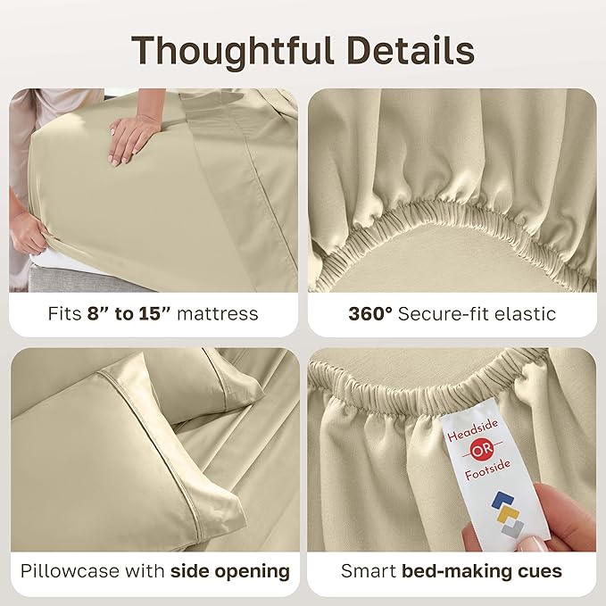 California Design Den Soft 100% Cotton Bed Sheets Twin Size Set, 400 Thread - Image 6