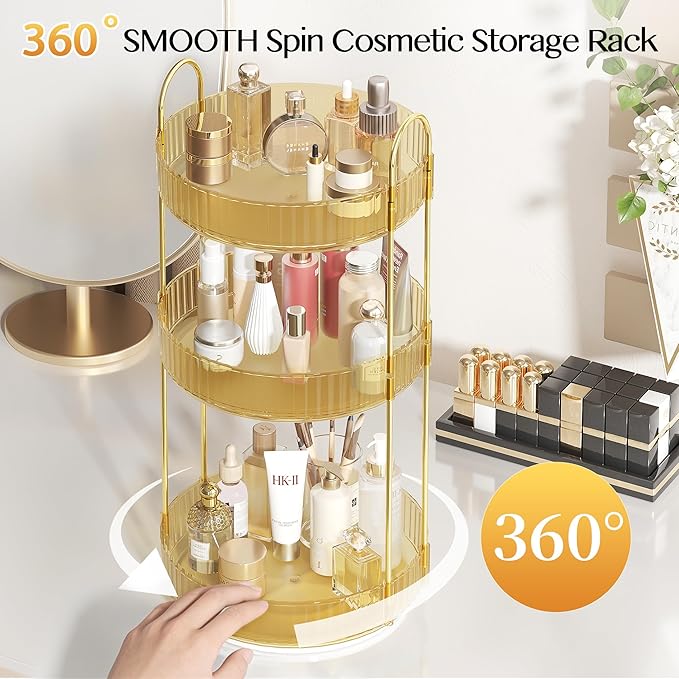 Rotating Makeup Organizer Countertop, Skincare Organizers, Spinning Perfume - Image 5