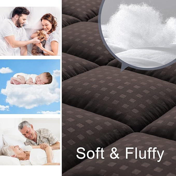 HYLEORY Full Mattress Pad Quilted Fitted Mattress Protector Cooling Pillow Top - Image 3