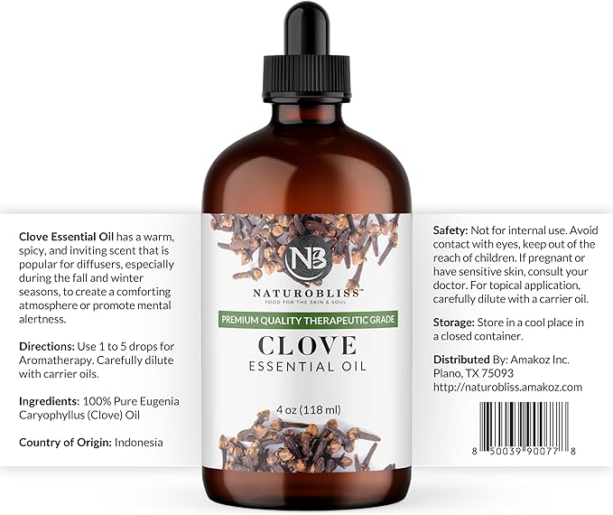 NaturoBliss Clove Essential Oil 4 oz – 100% Pure Clove Bud Oil - Image 4