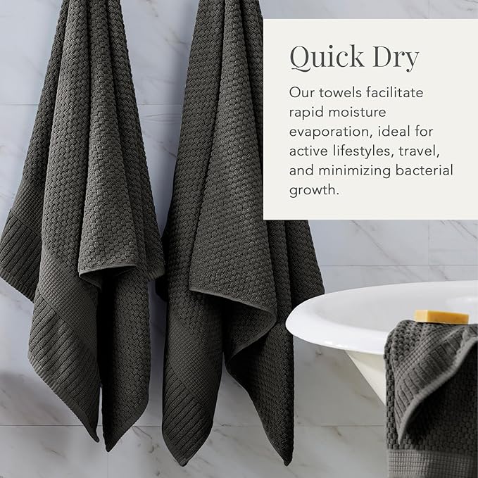 NY Loft 100% Cotton 6 Piece Bath Towel Set | Grey Towels | Oeko-TEX® Standard - Image 3