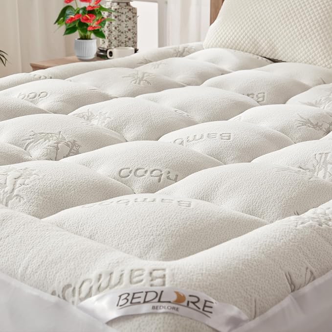 BEDLORE King Mattress Topper Viscose Derived from Bamboo, Thick Pillow Top by Bedlore