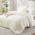 CozyLux King Size Comforter Set Ivory Seersucker 7 Pieces Bed in a Bag King by CozyLux
