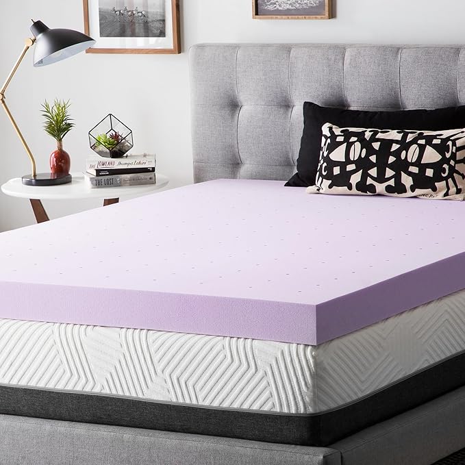 Lucid 4 Inch Lavender Memory Foam Mattress Topper, Full Size – Essential Oil - Image 7