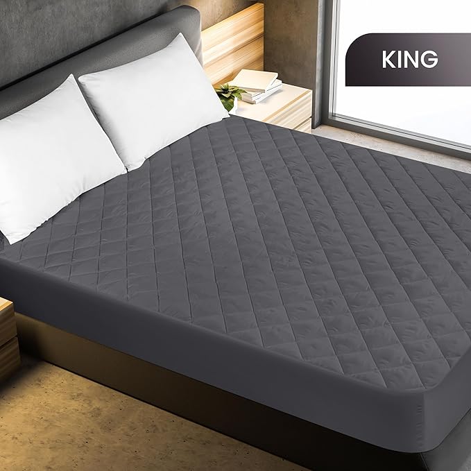 Utopia Bedding Quilted Fitted Mattress Pad, King Size, Elastic Fitted Mattress - Image 2