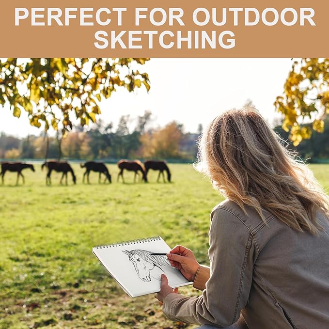 PerKoop 4 Pcs 8.5"x11" Spiral Sketch Pad A4 Large 100 Sheet Blank Notebook Sketch Pads 60lbs (100gsm) Xmas Gifts Sketching Drawing Pad Journals Art Sketchbook for Teachers Students Kids