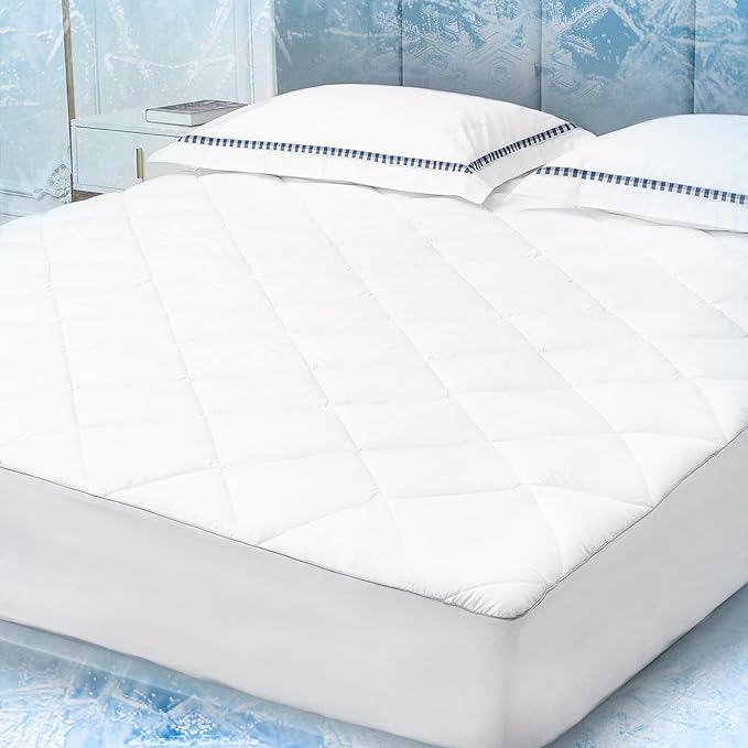 Sunflower Cooling Quilted King Mattress Protector, Mattress Pad Chill Soft by SunflowerHometexUS