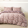 OAITE Purple Flower Queen Size Duvet Cover-3 Pieces Prewashed Cotton-Like by OAITE