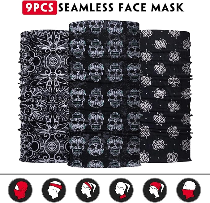 Venswell Neck Gaiter Face Mask Men Women, Seamless Bandana Rave Face Cover - Image 4