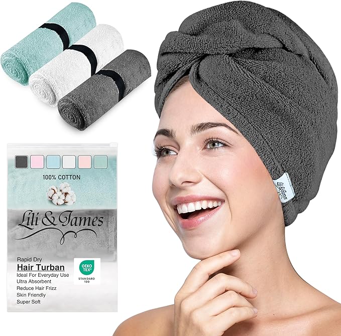Cotton Hair Towel Wrap for Women/Kids | Quick Dry, Soft & Absorbent 420-GSM by LiliJames