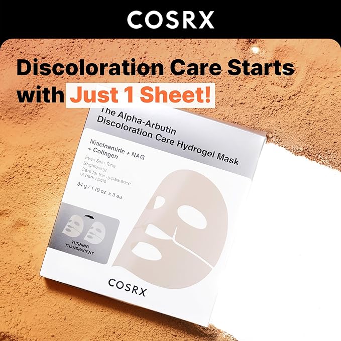 COSRX The Alpha-Arbutin Discoloration Care Hydrogel Face Masks Skincare 3 EA - Image 3