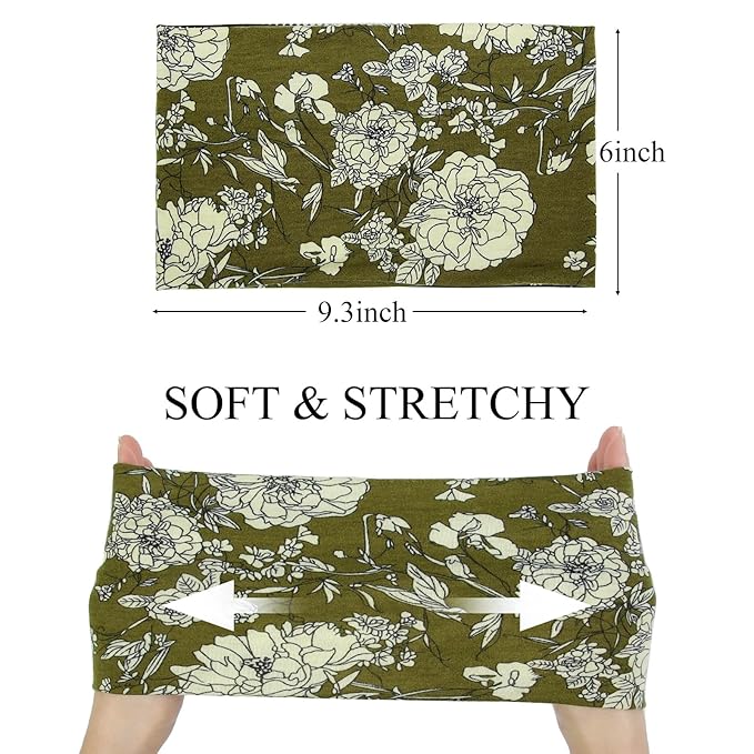 Huachi Wide Headbands for Women Non Slip, Thick Womens Floral Headbands Boho - Image 3