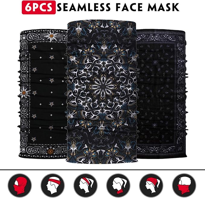 Venswell Neck Gaiter Face Mask Men Women, Seamless Bandana Rave Face Cover - Image 5