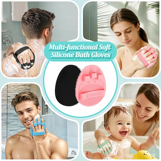 New Silicone Body Scrubber 4PCS, 360° Anti-Slip & Enlarged Exfoliating Bath - Image 7