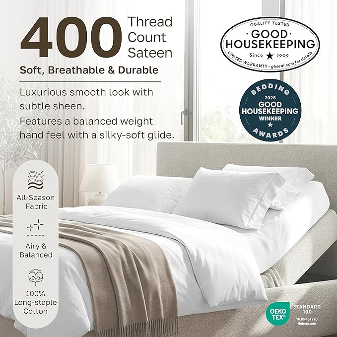 California Design Den Soft 100% Cotton Bed Sheets Split King Set, 400 Thread - Image 3