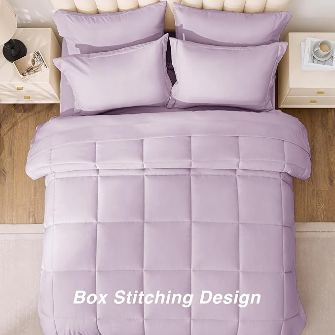 Love's cabin Twin Comforter Set Light Purple, 5 Pieces Twin Bed in a Bag - Image 4