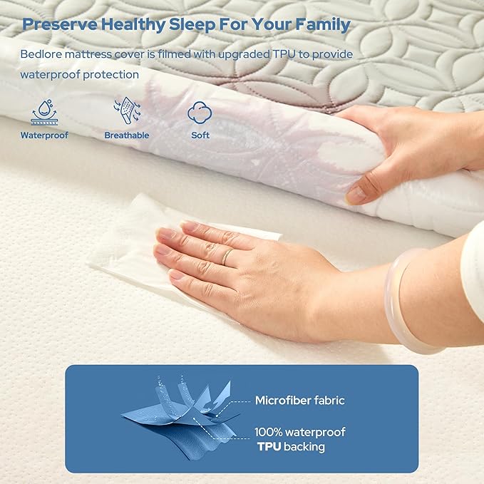 BEDLORE Waterproof Mattress Protector, Queen Size Mattress Pad - Image 2