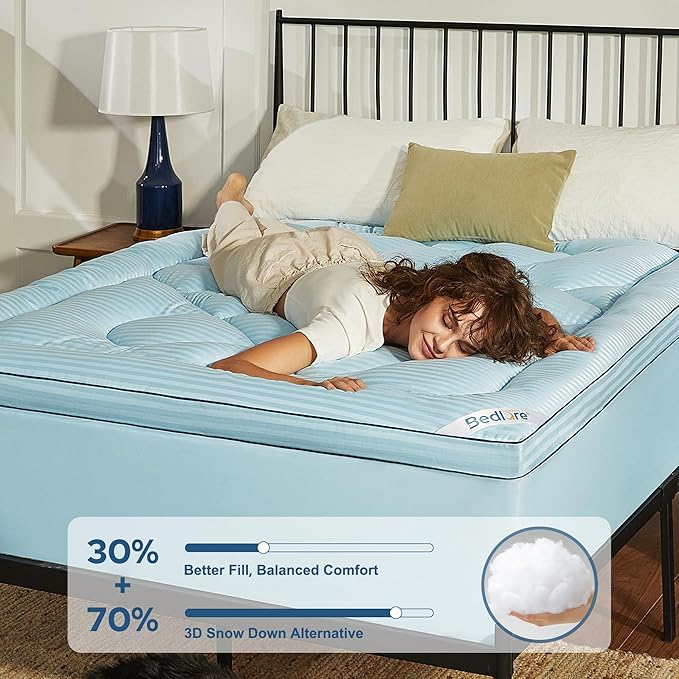 BEDLORE Twin Mattress Topper, Thick Pillow Top Pad - Image 2