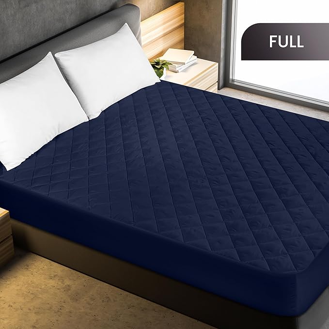 Utopia Bedding Quilted Fitted Mattress Pad, Full Size, Elastic Fitted Mattress - Image 2