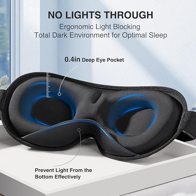 YFONG Weighted Sleep Mask, Women Men 3D Blocking Lights Sleeping Mask, Pressure - Image 4