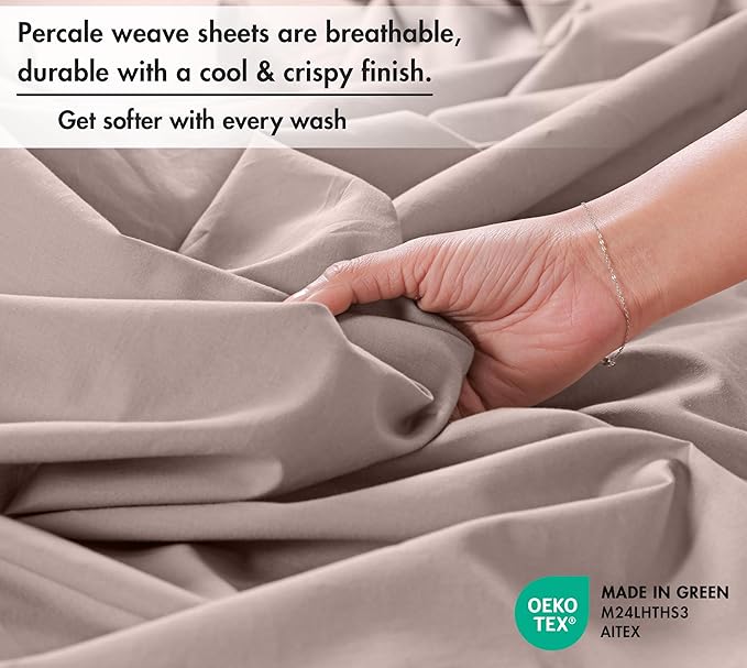 RUVANTI 100% Cotton Sheets – King Size Percale Bedding, Cooling & Breathable - Image 4