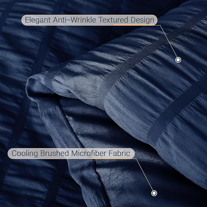 MUXHOMO 7 Pieces Full Comforter Set, Seersucker Bed in a Bag Full Size - Image 6