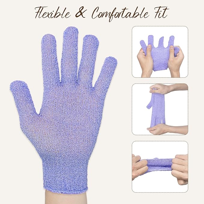 4 Pairs Exfoliating Gloves for Shower, Shower Gloves, Body Scrubber, Korean - Image 8