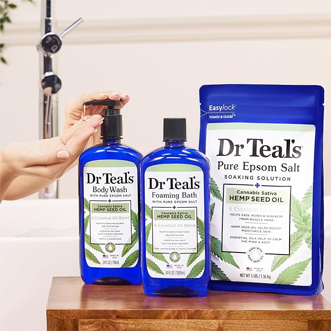 Dr Teal's Body Wash with Pure Epsom Salt, Cannabis Sativa Hemp Seed Oil - Image 7