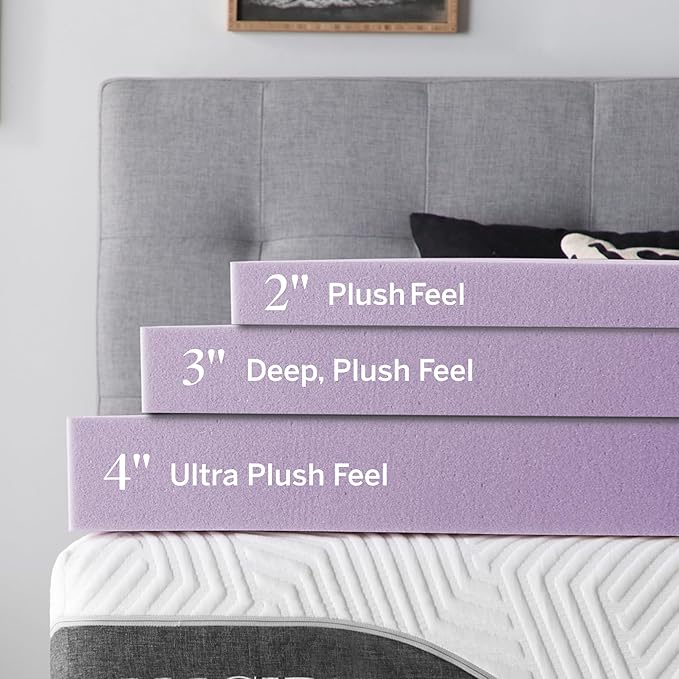 Lucid 4 Inch Lavender Memory Foam Mattress Topper, Twin XL Size – Essential Oil - Image 3