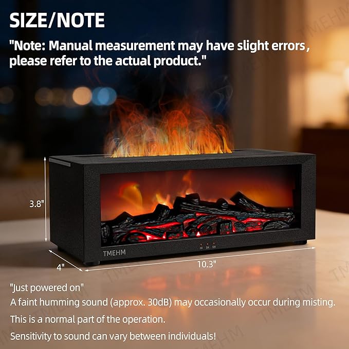 TMEHM Fireplace Flame Air Diffuser Humidifier, 7 Colors Aromatherapy Essential - Image 2
