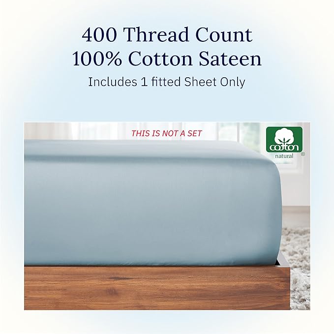 California Design Den Twin XL Deep Pocket Fitted Sheet, Soft 400 Thread Count - Image 3