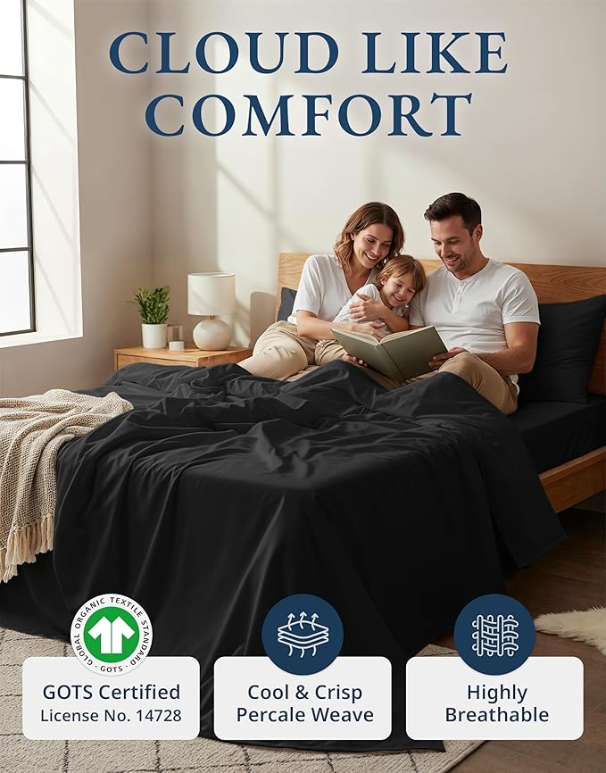 LANE LINEN 100% Organic Cotton Bed Sheets King Size, Soft & Comfy Fully - Image 2