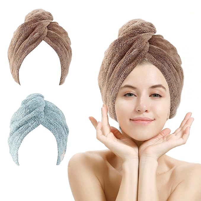 M-bestl 2 Pack Hair Drying Towels, Hair Wrap Towels, Absorbent Microfiber Hair by awesomeOralcareproduct
