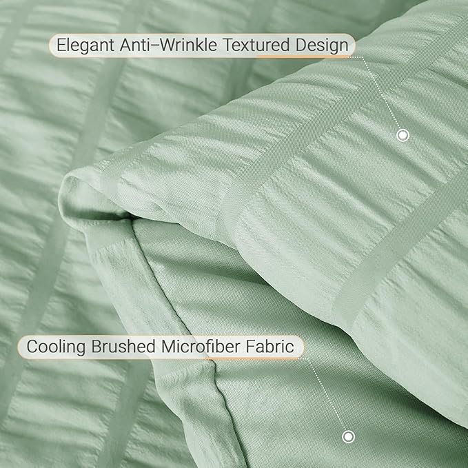 MUXHOMO 7 Pieces Queen Comforter Set, Seersucker Bed in a Bag Queen Size - Image 6