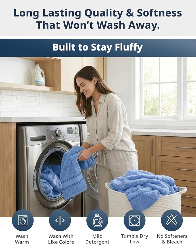 LANE LINEN 100% Cotton 4 Pack Bath Towels - Image 9