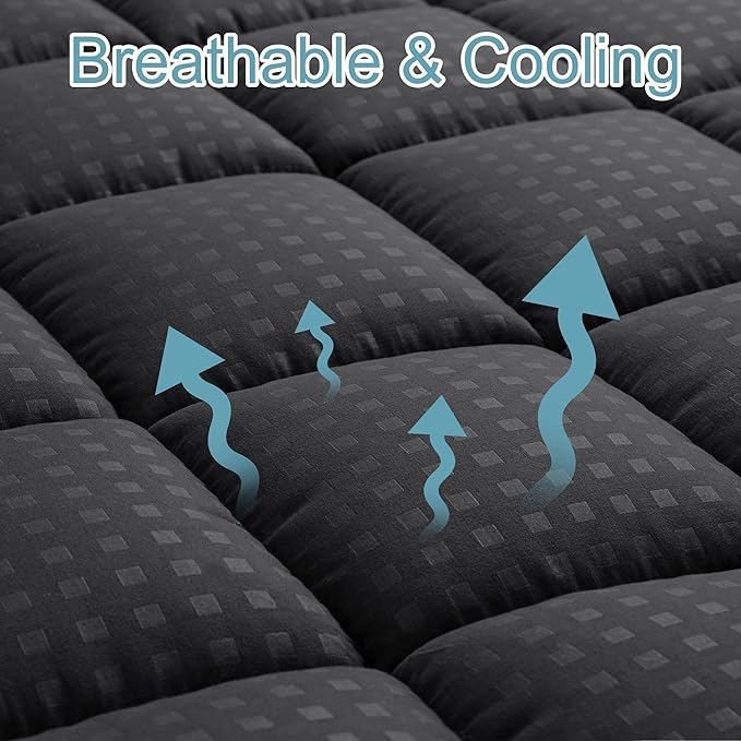 HYLEORY Full Mattress Pad Quilted Fitted Mattress Protector Cooling Pillow Top - Image 2